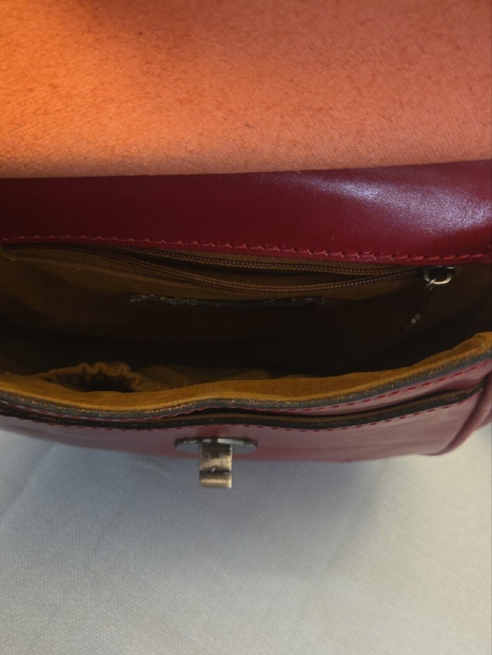 Patricia Nash Red Leather Embossed Flap Crossbody with Decorative Clasp - Picture 7 of 8